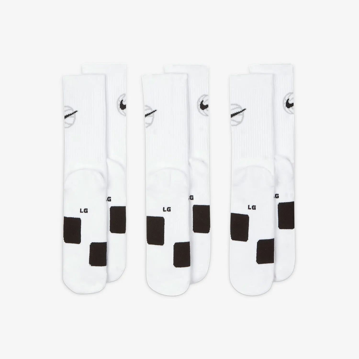 Oficjalne, autentyczne, męskie, oddychające skarpetki treningowe do koszykówki Nike, zestaw trzech par DA2123-100