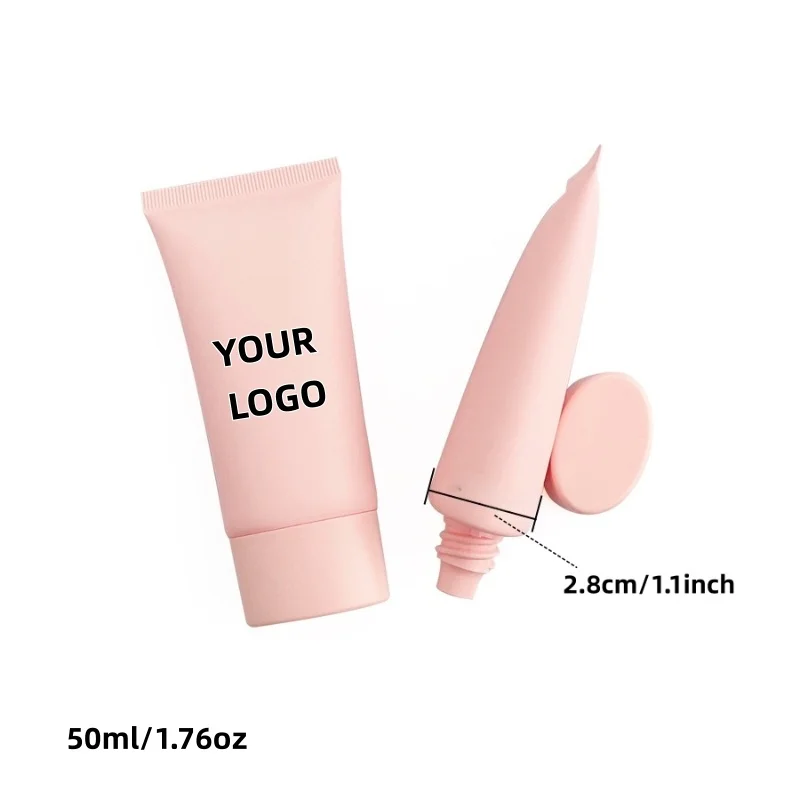 Tube plat rose personnalisé avec Logo personnalisé de 50ml, 50 pièces, adapté à la personnalisation de petits lots, vente en gros d'usine