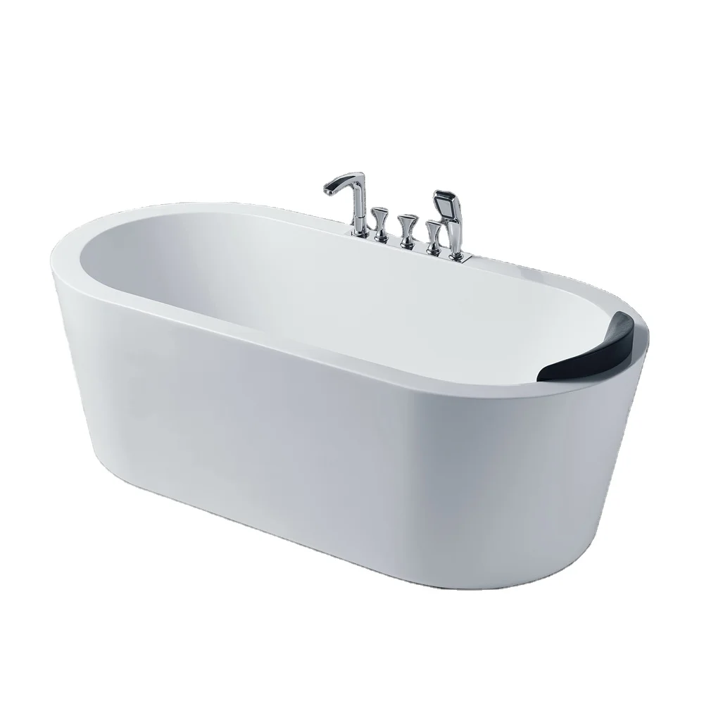 

Large Oval Shape Bath Tub Luxury Bathroom Shower Standing Solid Surface standing Soaking White Bathtub 180cmpromote sales