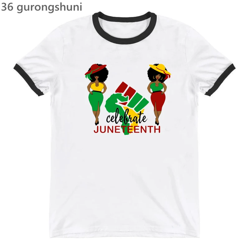 

Newly Women'S T-Shirt Women African American Juneenth Black Girl Tshirt Fashion Magic Melanin Girl Camiseta Mujer Tshirt Tops