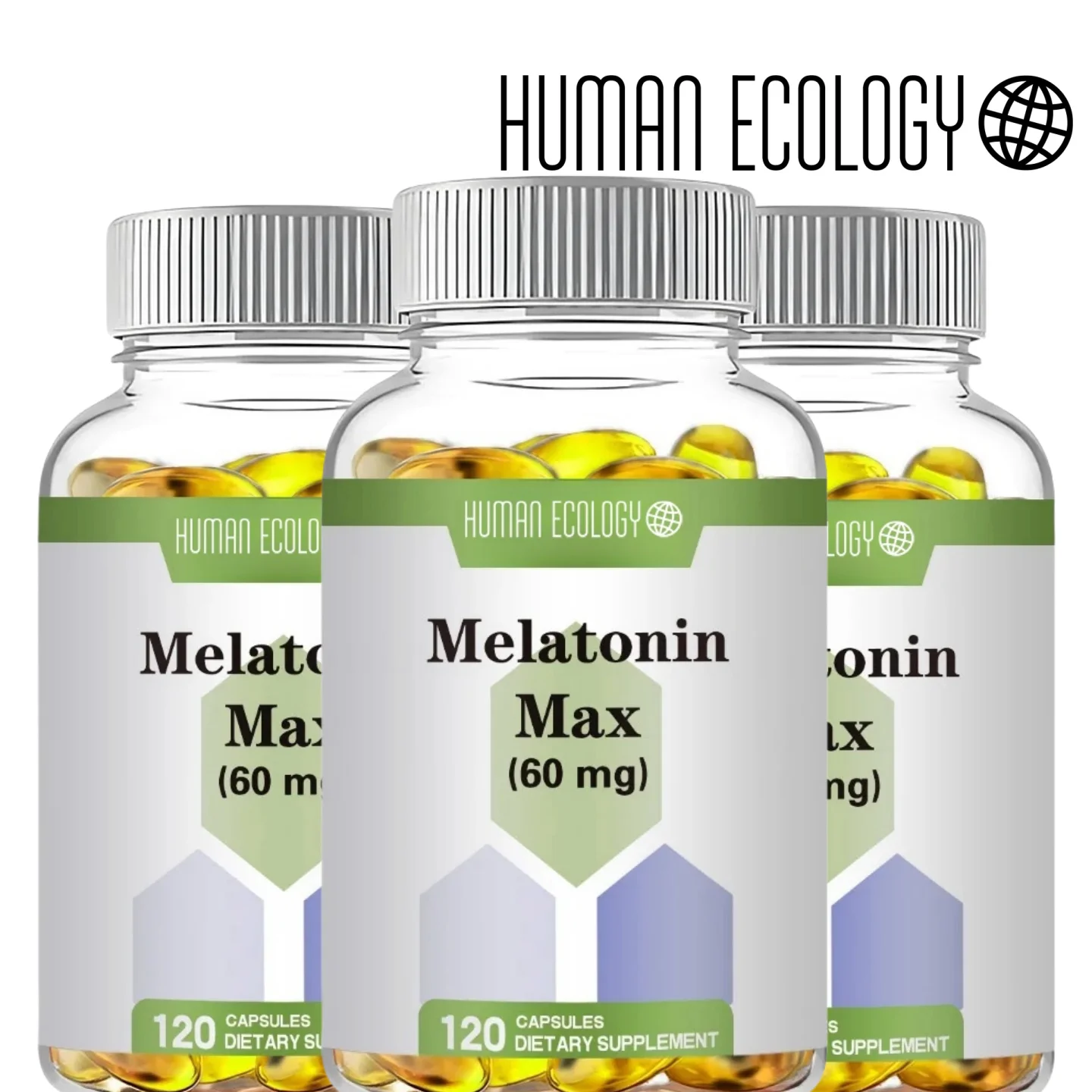 Human Ecology Melatonin Vegetable Capsules. Relieve Anxiety, Improve Sleep Quality, Promote Deep Sleep