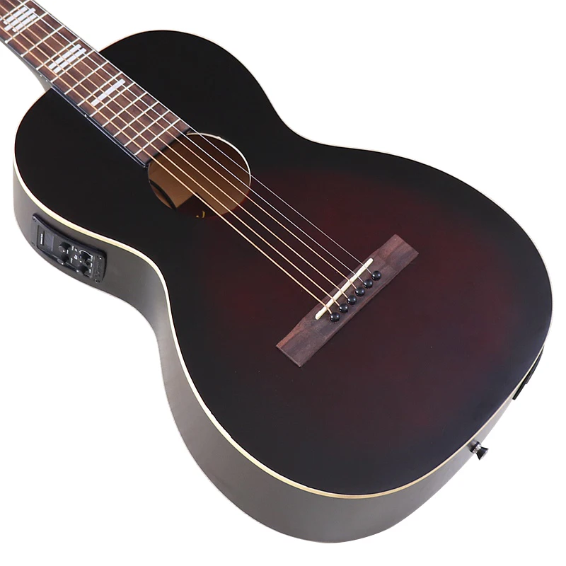 Electric Acoustic Guitar with EQ Full Size Design Full Basswood Red and Black Color Matte Finish 38 inch 6 Strings