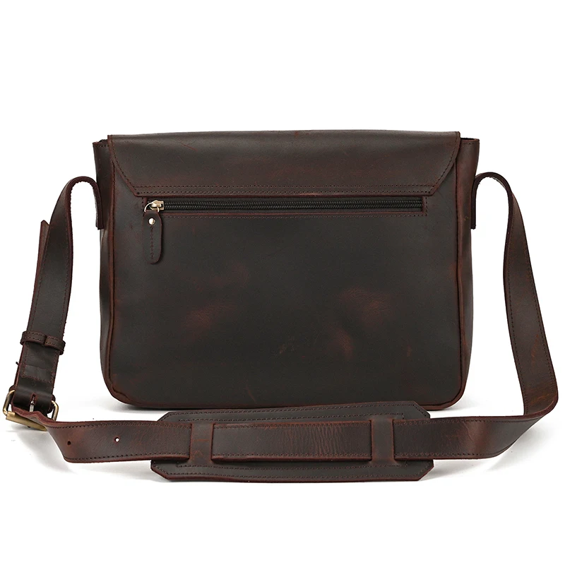 Sac d'ordinateur portable rétro en cuir véritable pour homme, sac lancé, sacs de bureau d'affaires, marron, portefeuille pour ordinateur portable masculin, étui Messenger