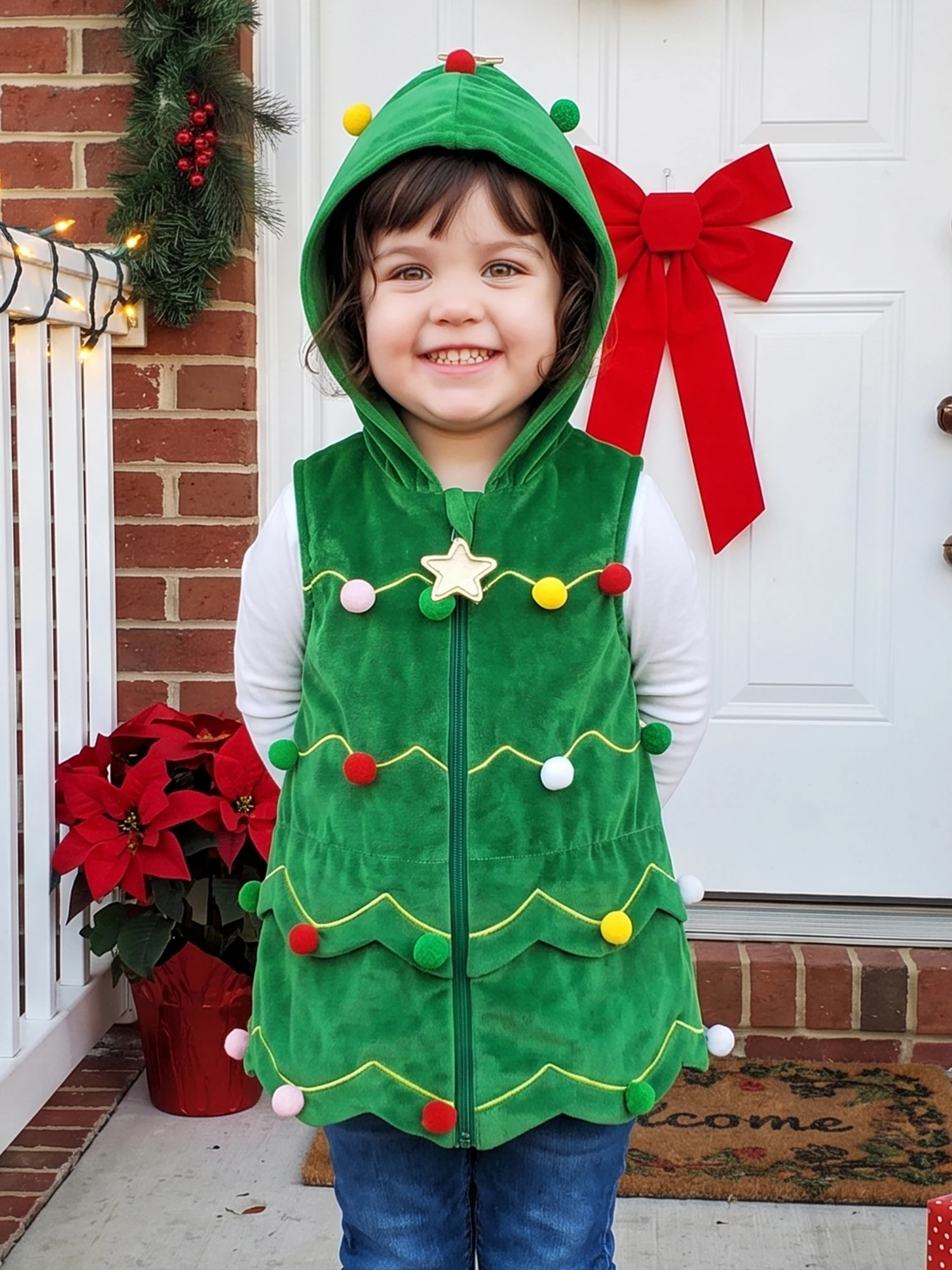 Sleeveless Warm Tree Costume Toddler Girl Boy Hooded Christmas Tree Costume Hooded Sleeveless Boy Hooded Sleeveless Warm Vest