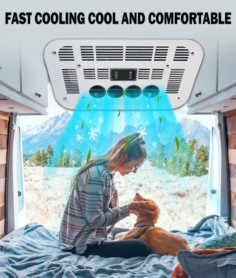 تصميم جديد جودة عالية 12 فولت شاحنة وقوف السيارات مكيف الهواء 24 فولت المقصورة سقف أعلى مكيف لشاحنة RV تخييم