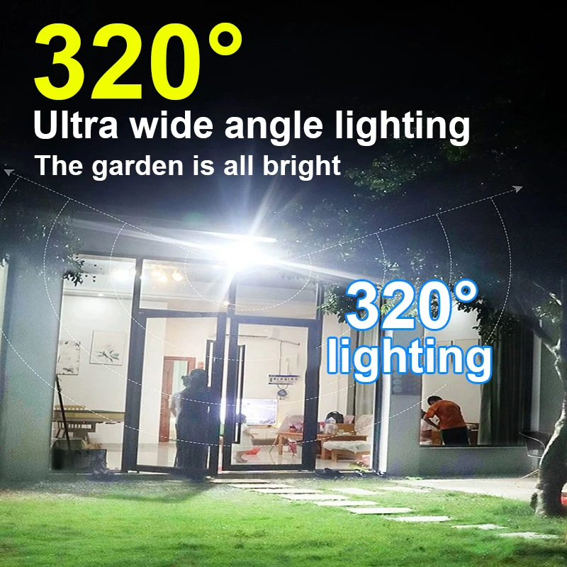 Imagem -02 - Lâmpadas Solares para Luz Solar ao ar Livre Sensor de Movimento Luzes Solares ao ar Livre Luz de Parede de Rua Lâmpada Solar Externa Casa de Campo 8000lm