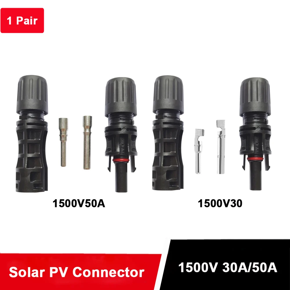 1 pair/lot 1500V 30A/50A PV Connector Male and Female,Solar Panel Branch Series Connect Cable Power Plug 2.5/4/6/10mm2 Universal