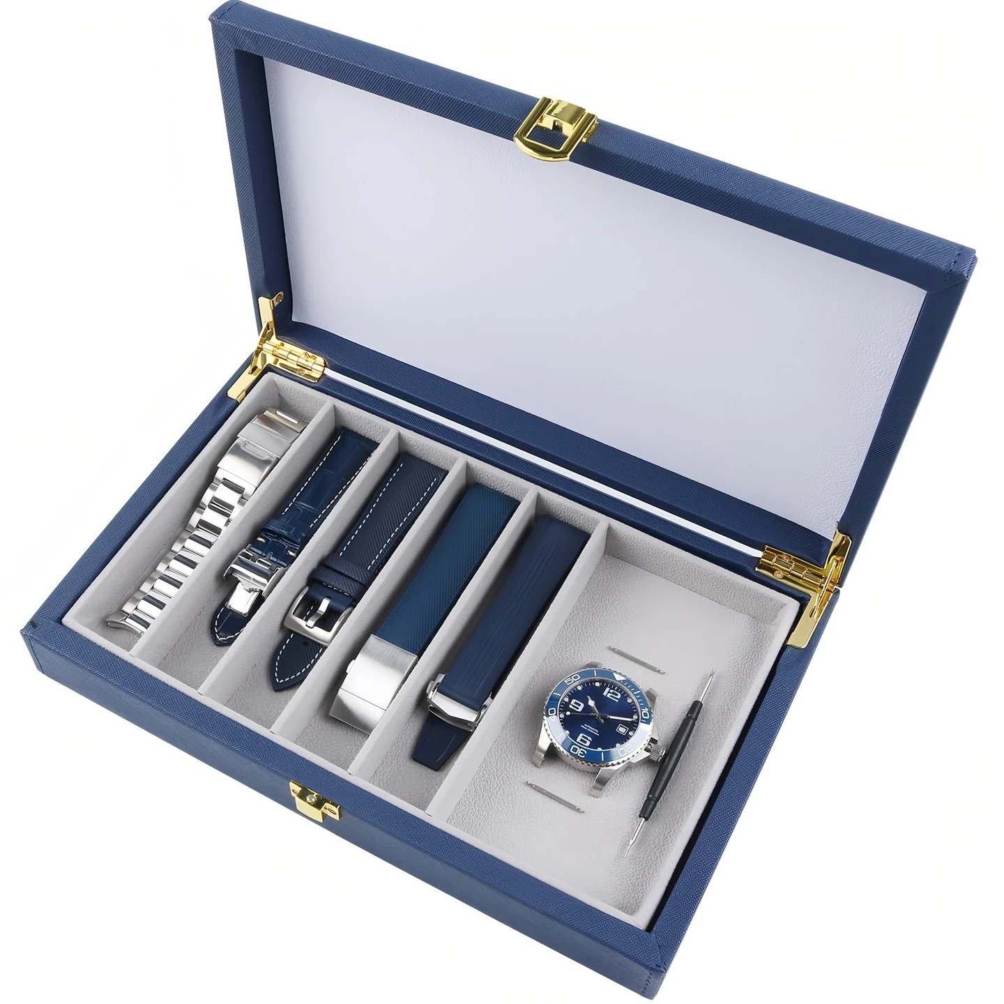 

5pcs 21mm Curved End Rubber Watchband for Longines Conquest Nylon Steel Watch Chain L3.781 642 742 782 Watch Strap with Box