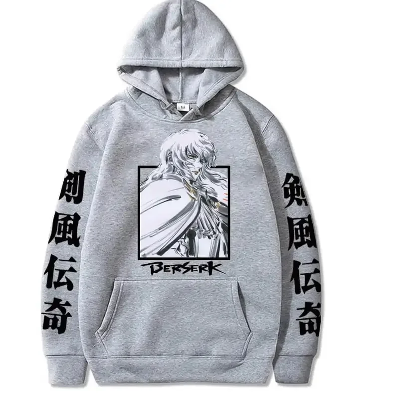 Anime Berserk Griffith Print Sweatshirt Mannen Lange Mouwen Comfortabele Zachte Oversized Streetwear Japanse Manga Hoodies