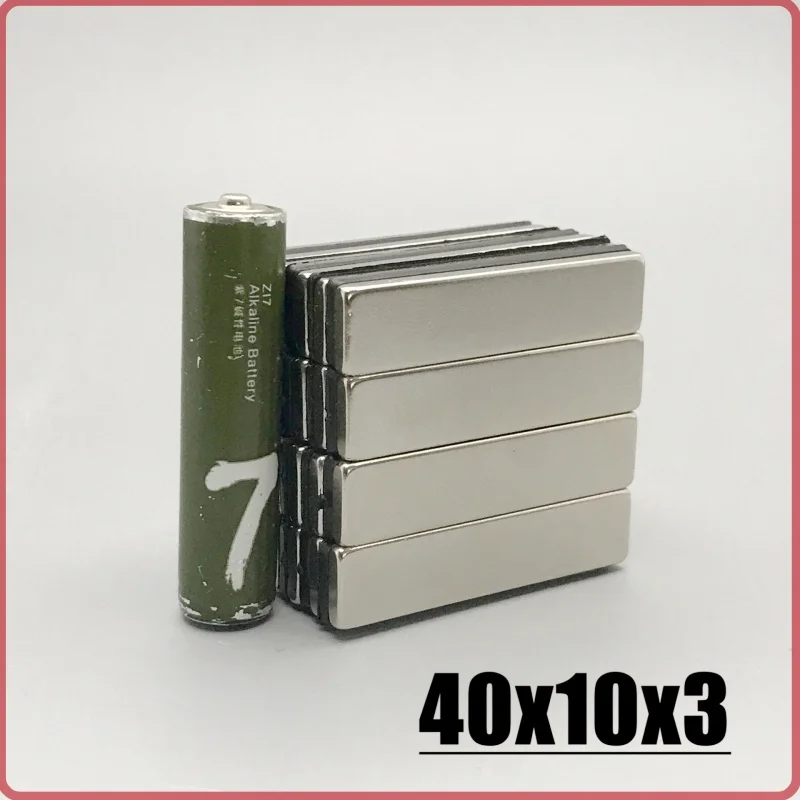 2/5/10/20/30/50 Piezas de Imanes de Neodimio de 40x10x3mm, Herramienta de Gancho de Material de Neodimio 40*10*3 mm NdFeB N35, Imanes de Bloque Fuertes para Proyectos