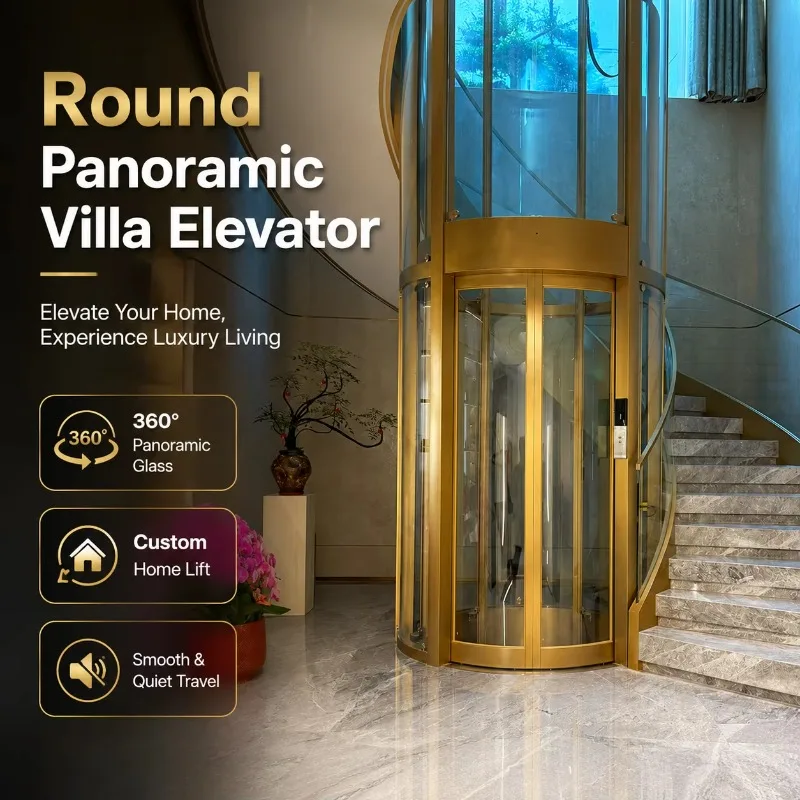 Small Diameter Circular Home Elevator Compact Round Villa Lift Space Saving Residential Passenger Lift for Tight Corner
