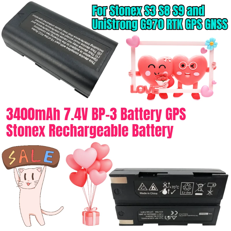 

3400mAh 7.4V BP-3 Battery GPS Stonex Rechargeable Battery for Stonex S3 S8 S9 and UniStrong G970 RTK GPS GNSS