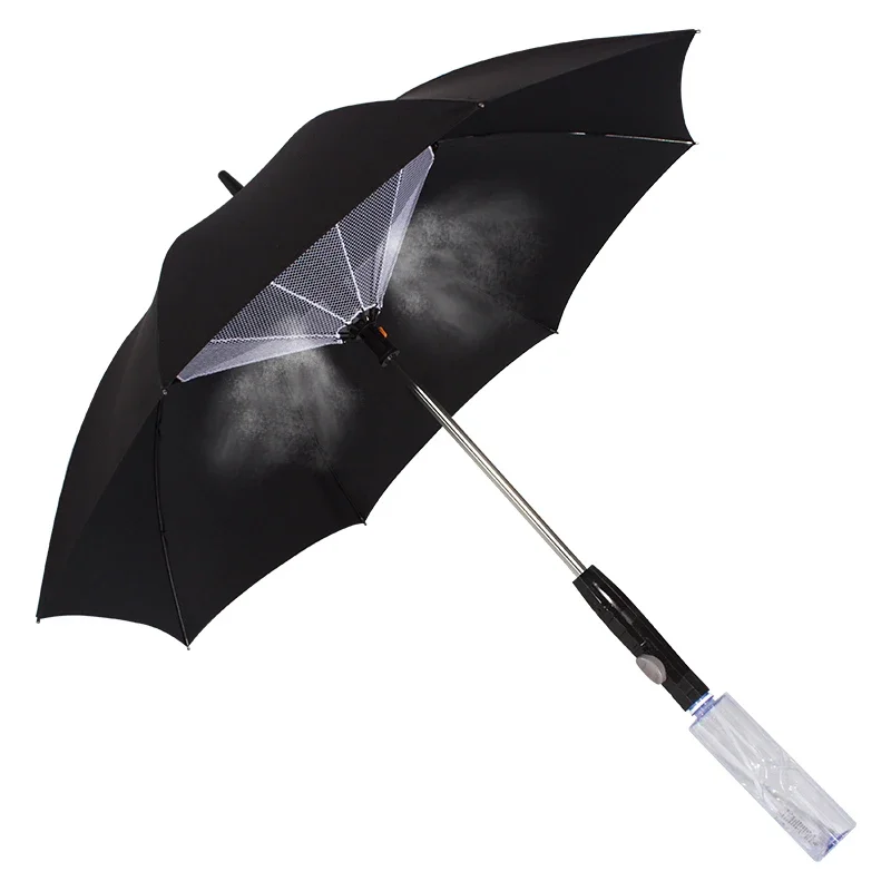 Summer outdoor new fog fan cooler electric umbrella and battery