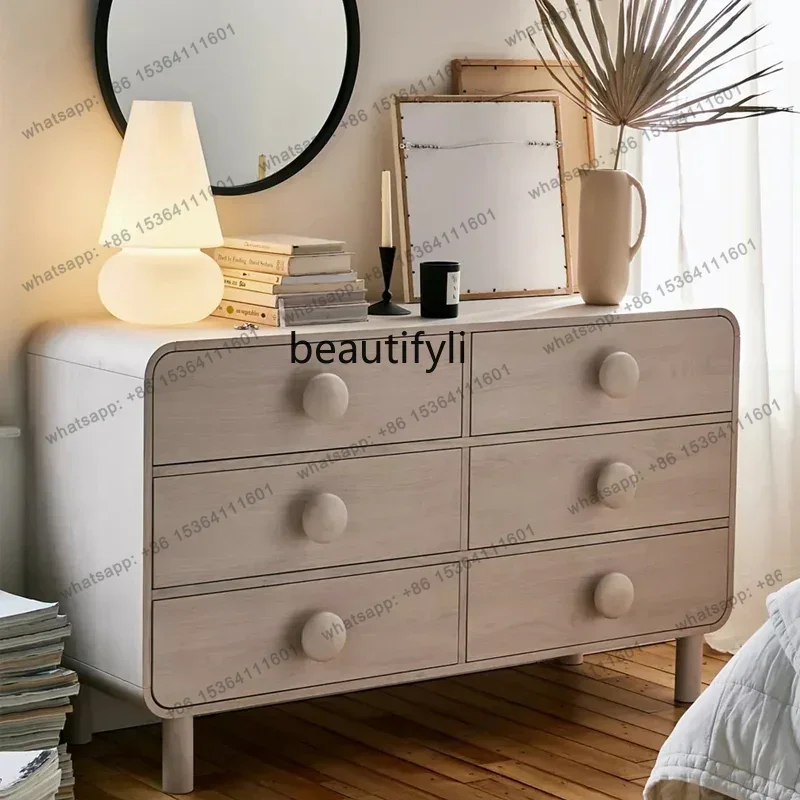 Customized Nordic Log Style Sideboard Cabinet Modern Hallway French Storage Chest of Drawers Japanese Style Storage Tailstock