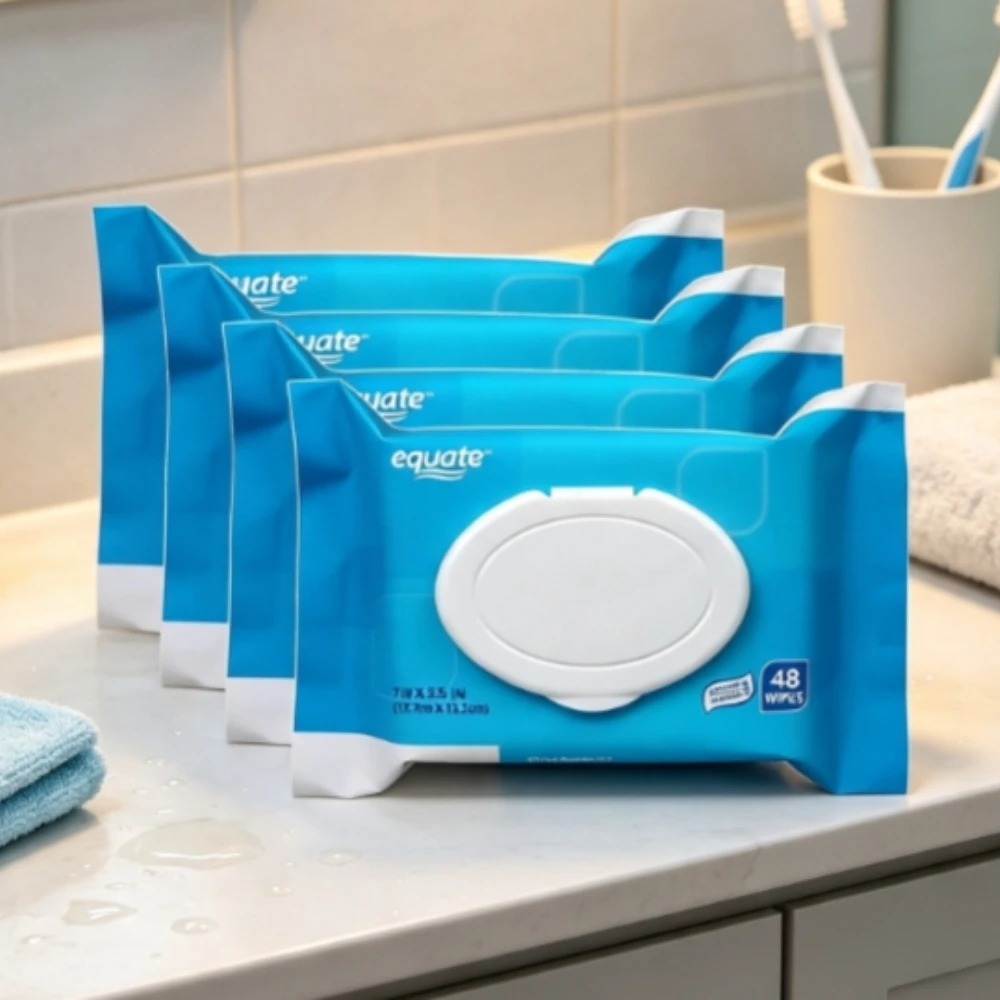 4 Pack Fresh Scent Flushable Wet Wipes 48 Count Hypoallergenic Plant Fiber Cleansing Wipes For Family Daily Use