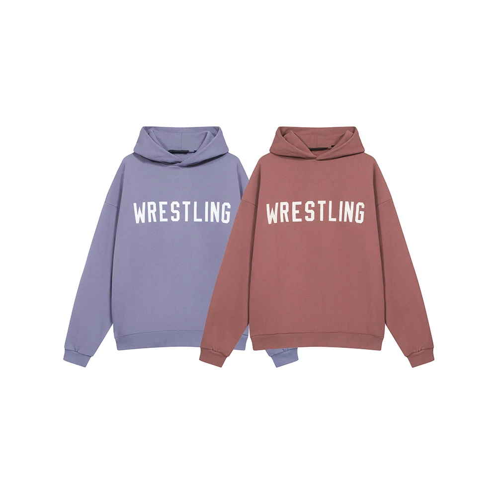 

Autumn Collection Trendy Brand Wrestling Letter Print Hoodies Men Women Streetwear Cotton Fleece Hooded Pullover Sweatshirts
