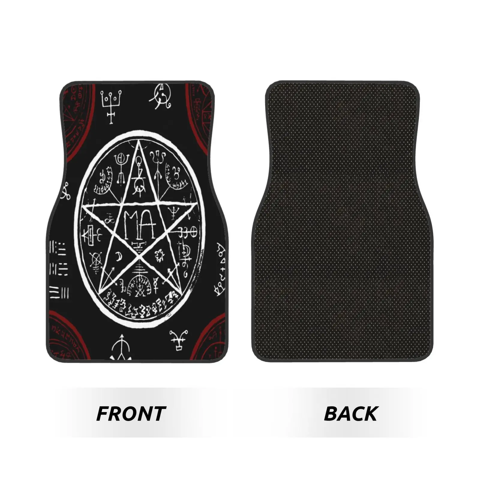 Pentagram and Mystic Symbols Print Car Floor Mats Durable Car Carpet Mat Set of 4pcs with Anti-Slip Backing Fit for SUV Trucks