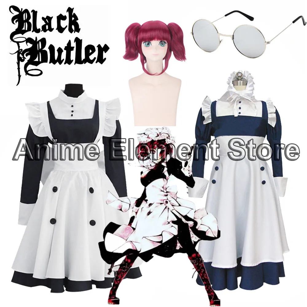 Anime Black Butler Maid Kuroshitsuji Mey Rin Maid Costume Woman Cosplay Costumes Dress + Apron For Halloween Party Carnival