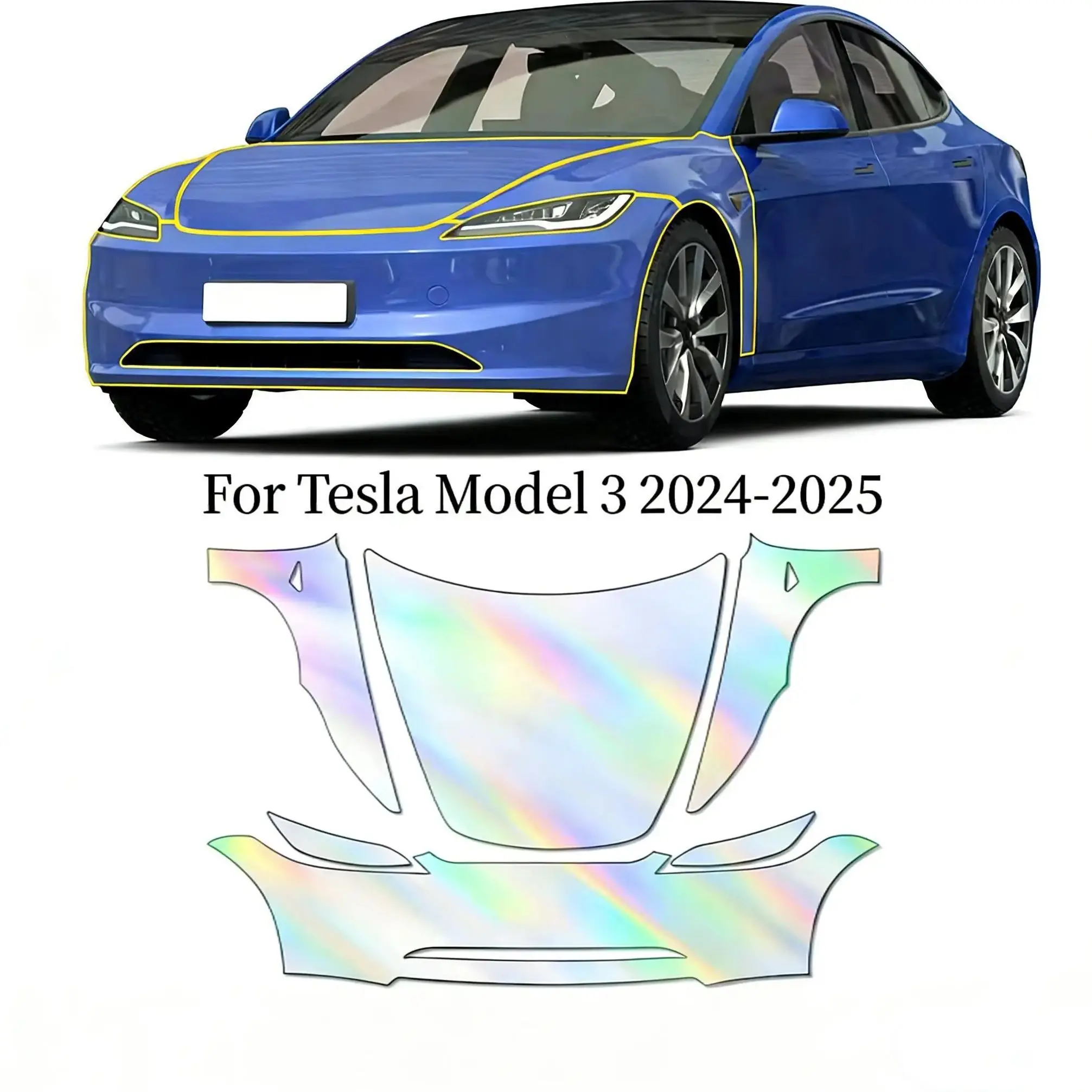

For Tesla Model 3 2024-2025 Highland Matte Clear Bra Pre-cut PPF TPU Paint Protection Film Self-Healing Anti-Scratch Resistant