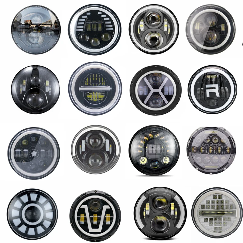 7 Inch 5.75in Led Auto Headlight Motorcycle LED Headlight DRL Angel Eyes for Harley Yamaha Jeep Lada Niva Urban Car H4 Headlamp