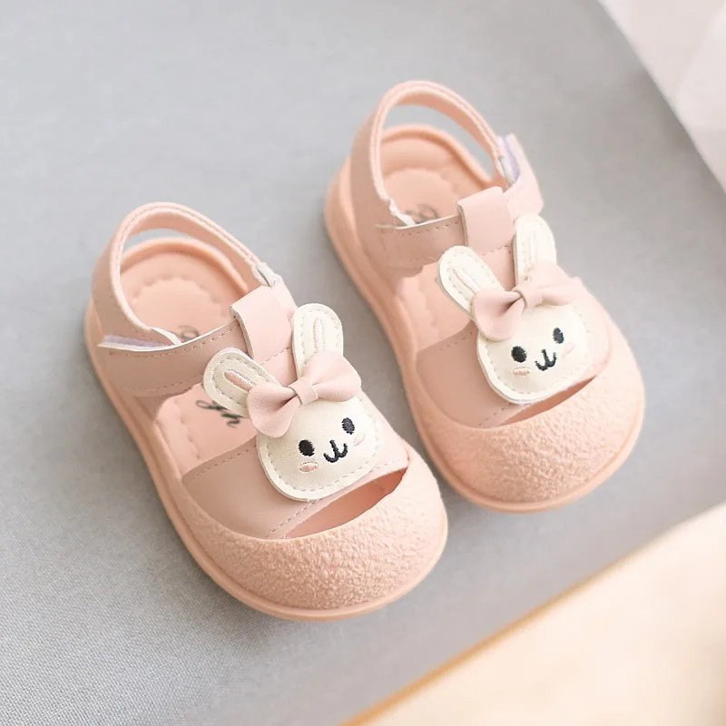 New Girls Beach Sandals Summer Children Cute Rabbit Shoes Kids Toddler Shoes Flats Anti-Slippery Soft-soled Infant Sandals