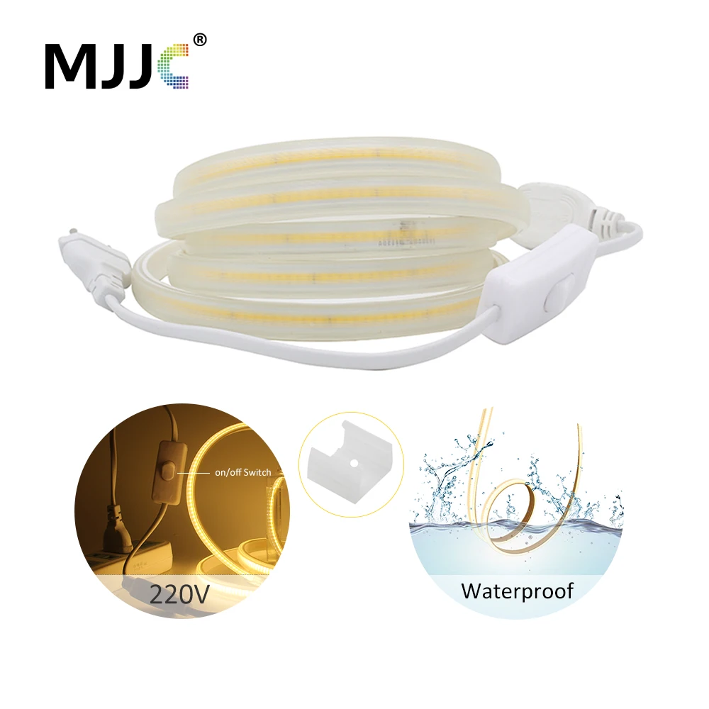 

220V COB LED Strip Lights 10m 20m 288LEDs/M Tape IP67 Outdoor Waterproof LED Ribbon CRI 90 Flexible High Bright 3000K 4000K