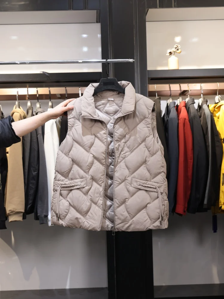 

Модный свободный жилет-топ женский осенне-зимний из хлопка, верхняя одежда, повседневный, из легкой полиэстеровой ткани, на молнии