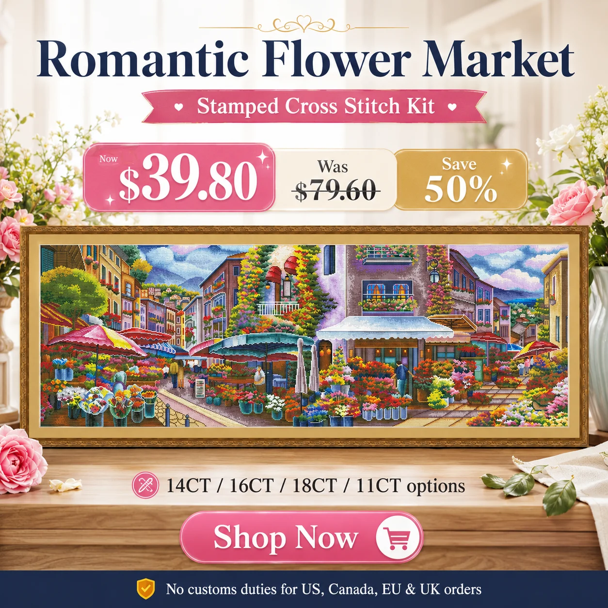 Cotton Embroidery Thread Skeins - ZZ5855-Romantic Flower Market 11CT 14CT 16CT