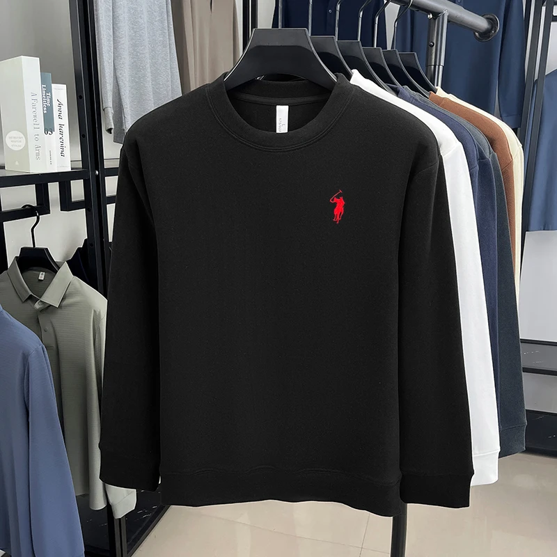 العلامة التجارية الفاخرة طويلة الأكمام تي شيرت الرجال الخريف بول العصرية الرائعة المهر التطريز البلوز فضفاضة عادية جولة الرقبة البلوز #6