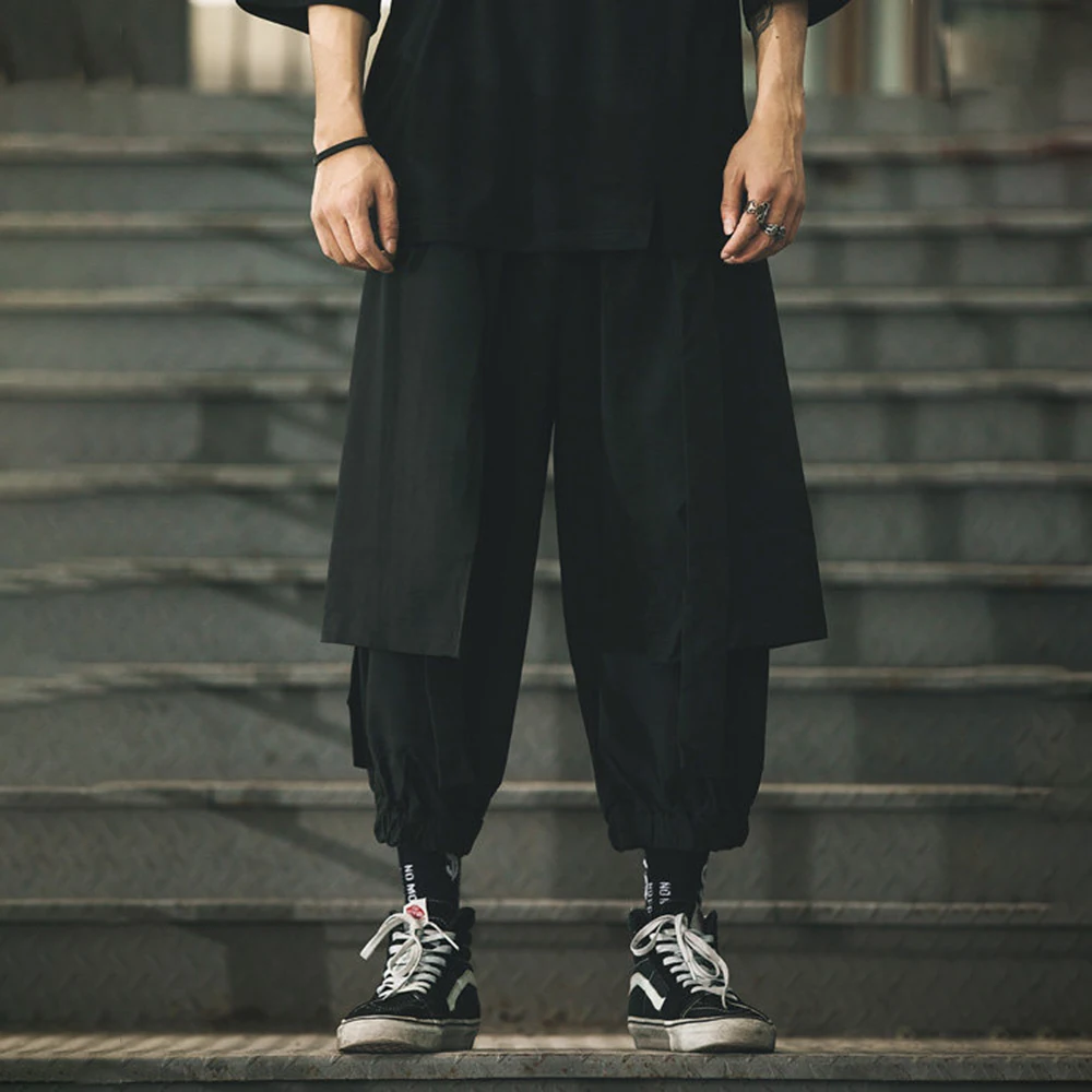 XS-5XL Winter Men’s Solid-Color Straight-Leg Skirt-Pants American Vintage Fashion Trend High Street Casual Loose Men’s Bottoms