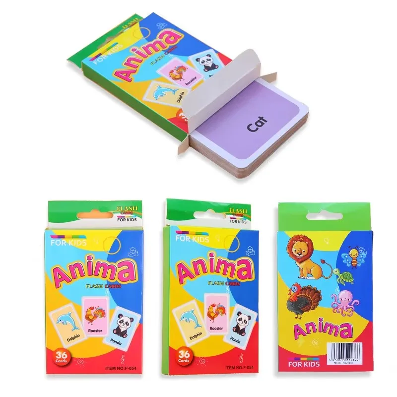 36pcs Children Cognition Cards Body Parts Animal Fruits Double Side Flashcards Montessori Baby Kids Early Educational Toys Gifts