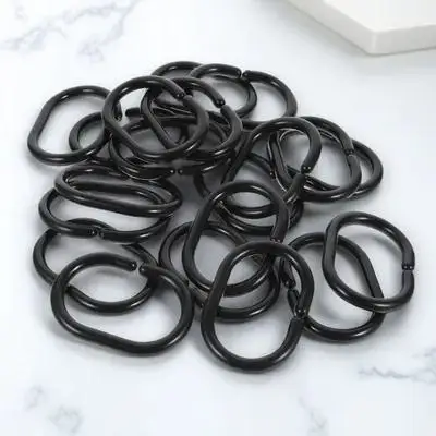 20Pcs Shower Curtain Hooks Rings Black Plastic Detachable Curtain Hanging Accessories for Bathroom Shower Drapery Rods Rust view 6