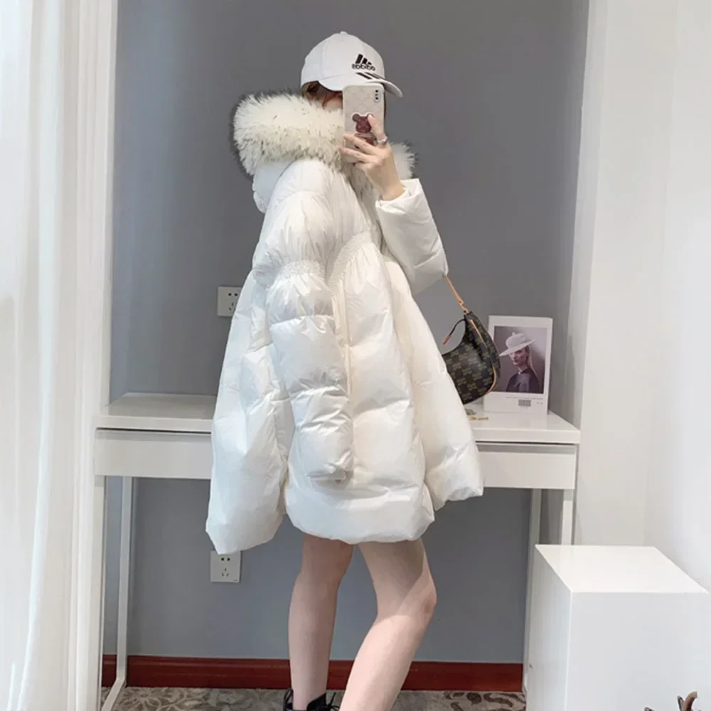 

Winter Down Jackets Women Hooded Parkas Lady Puffer Coats Thicken Warm Bat Type Snow Outwear Female Loose Overcoats