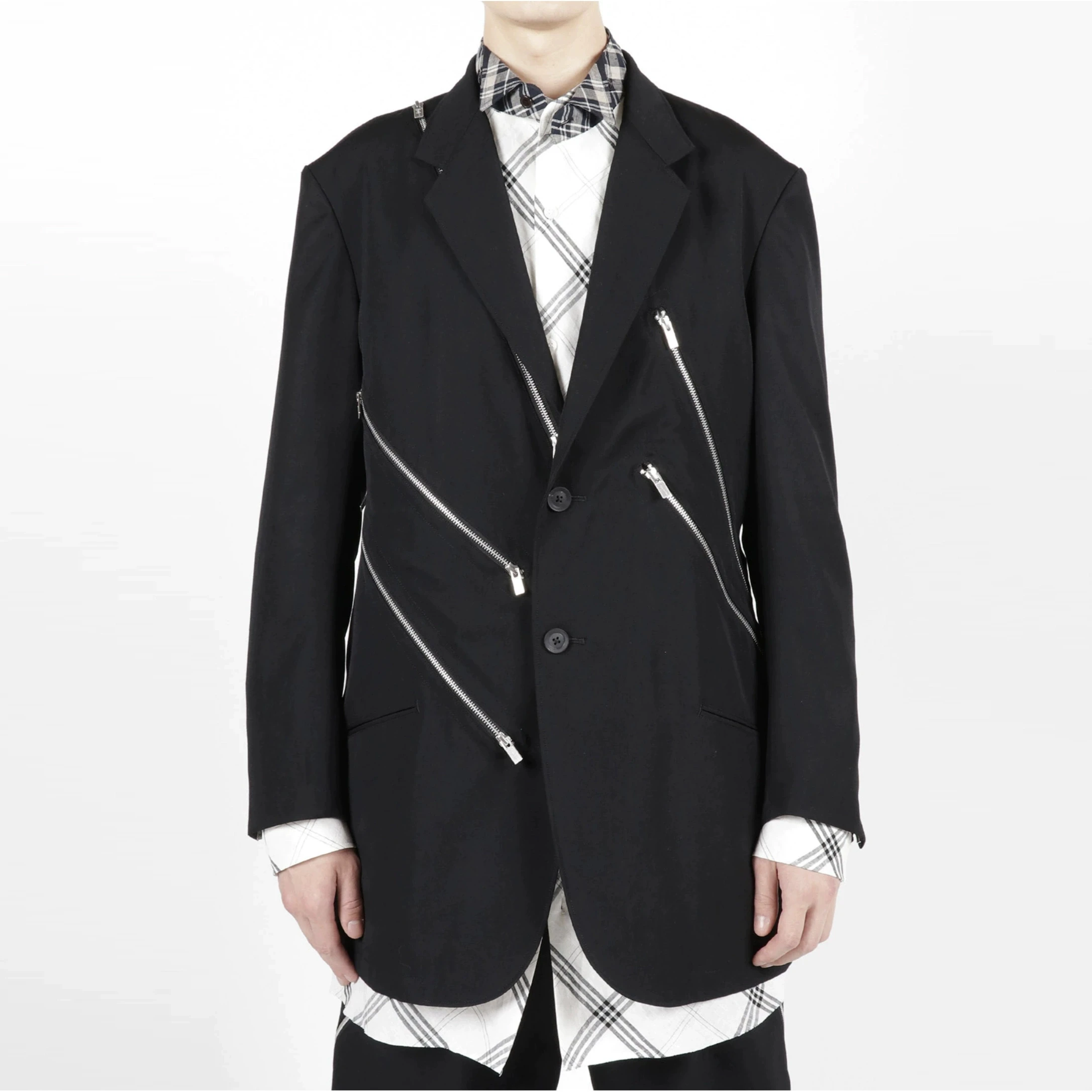 XS-6XL novo 2025 roupas femininas masculinas design original caminhada blazer zíper inclinado casaco de lã jaqueta casual plus size costomes