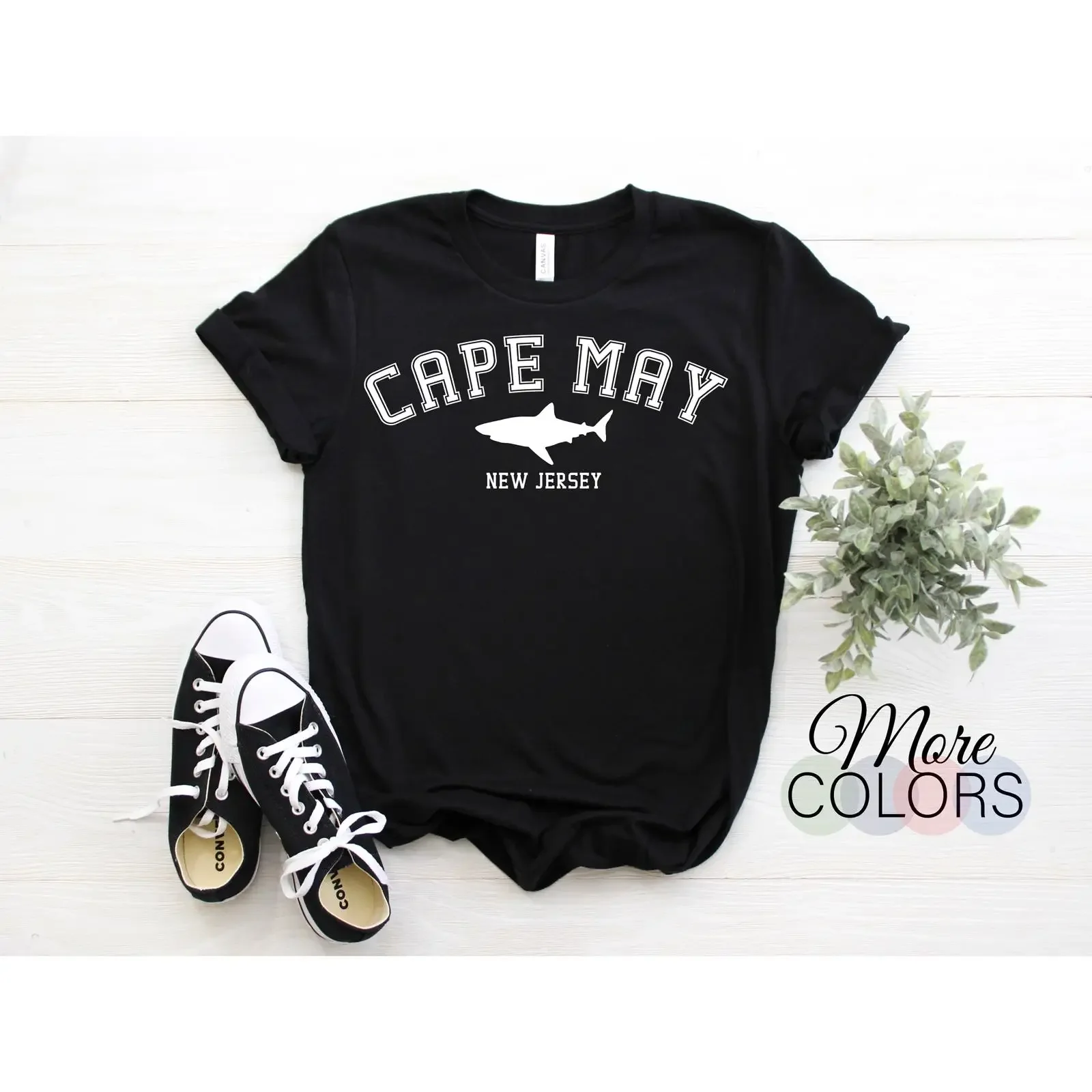 Cape May New Jersey Shark T Shirt Casual Beach Vacation NJ Travel Souvenir Top vintage Washed Breathable streetwear fashion