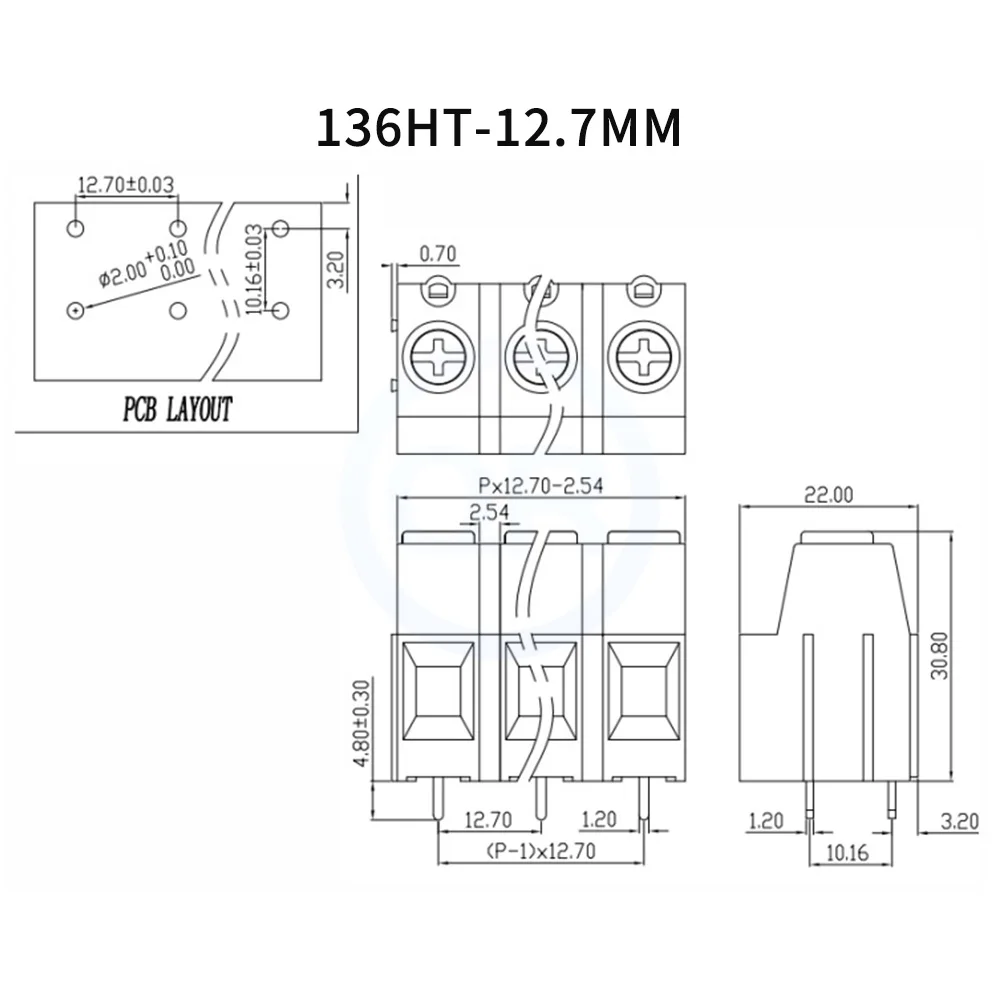 (5 PCS) KF136HT 10.16mm 12.7mm Screw Type 65A PCB Terminal Block Splicable 1-3Pin MKDSP10HV / 1929517 KF 136HT - 10.16 / 12.7