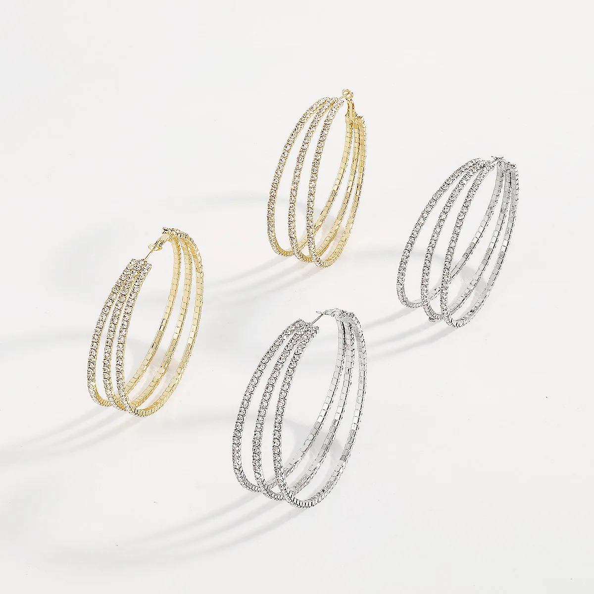Fashionable and personalized imitation diamond earrings with a chic Hong Kong street style vibe.