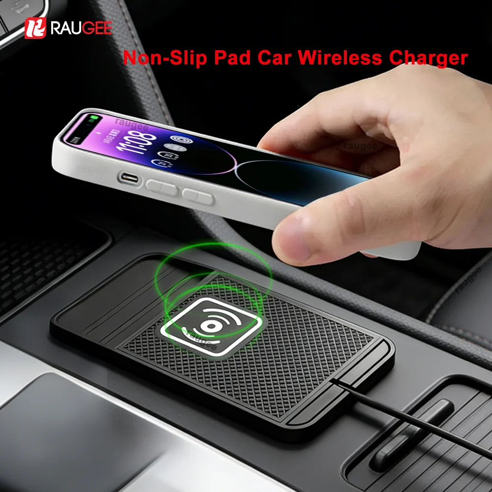 

Автомобильное беспроводное зарядное устройство для iPhone 17, 16, 15, 14, 13, Samsung S25, S24, Xiaomi, беспроводная автомобильная индукционная зарядная панель, силиконовая нескользящая накладка