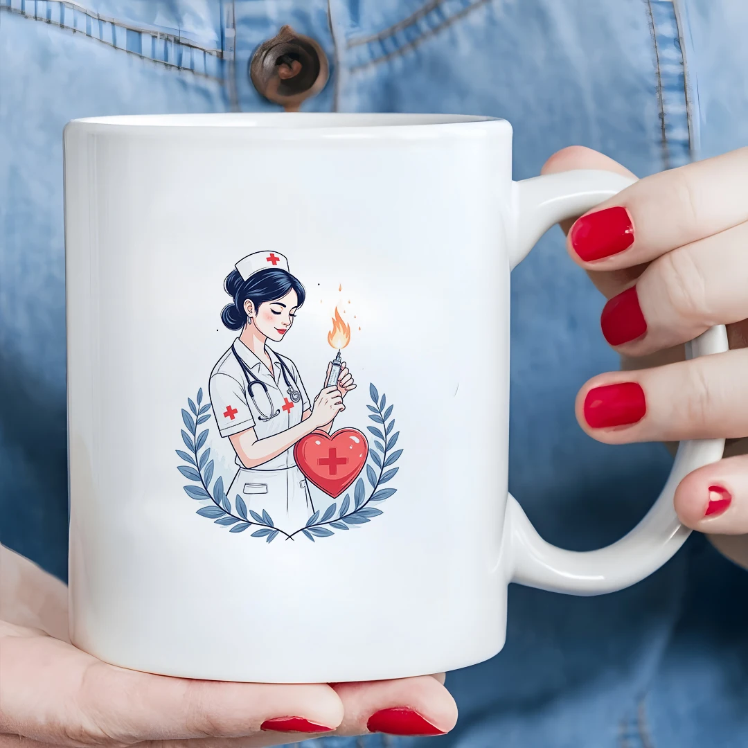 Tasse mit Cartoon-Krankenschwester-Illustration, 11 Unzen Tasse für heiße und kalte Getränke, Weihnachtsgeschenk, Heim- und Bürotasse