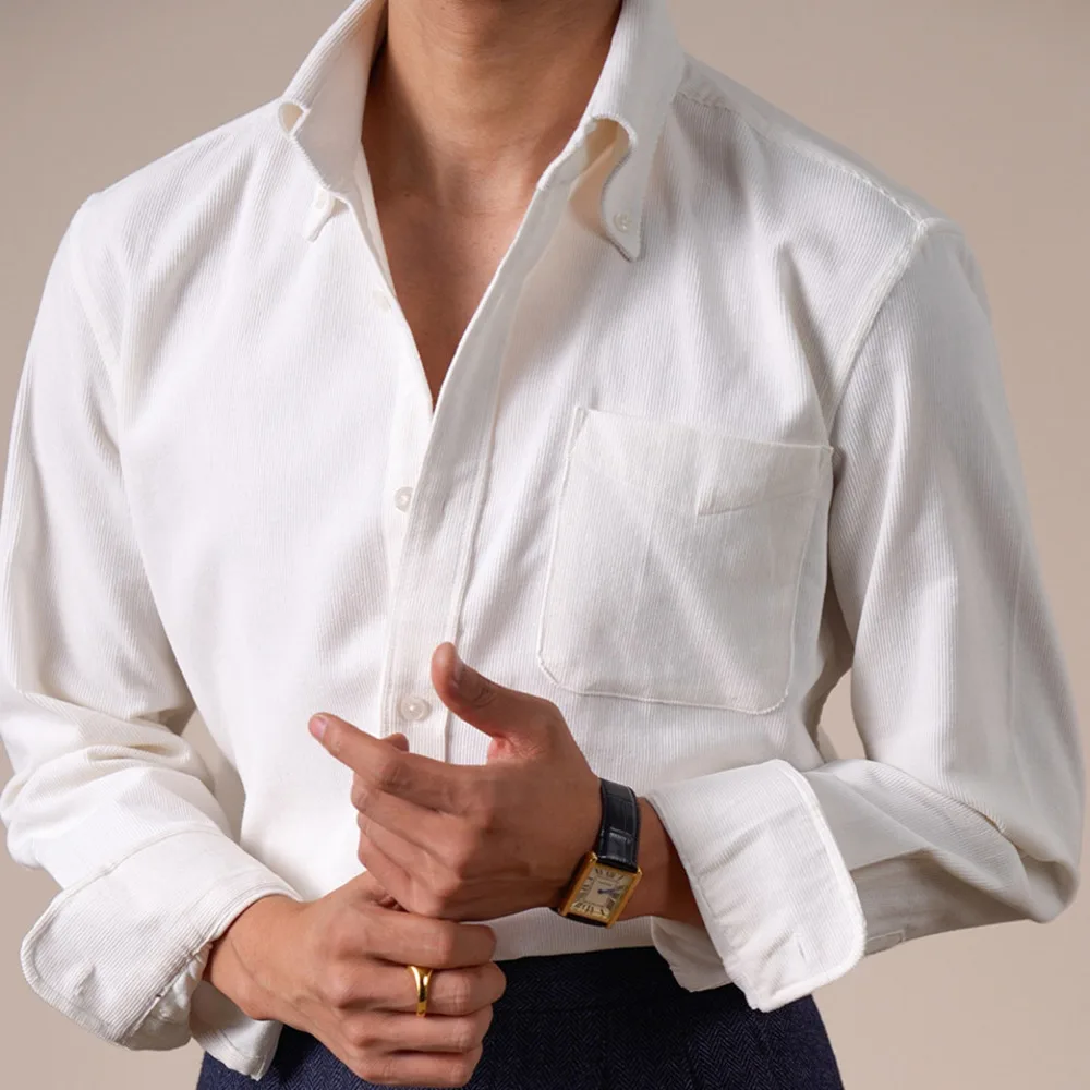 2025, reine Baumwolle, Casual Business Gentleman Basis Pendler Camiseta Masculina Italienischen Stil Langarm-shirt Männer Camisa Hombre