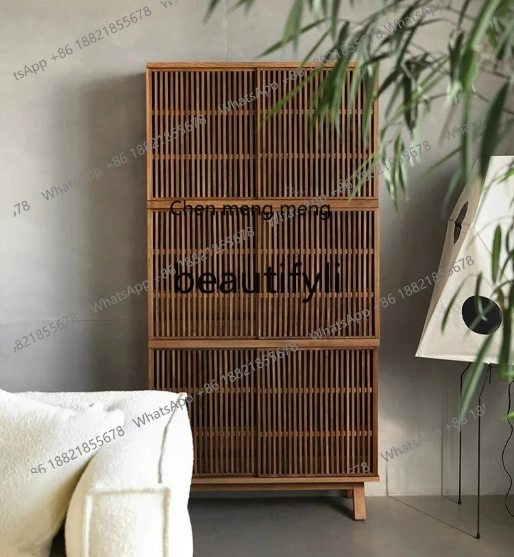 X Walnut Wood Lattice Solid Wood Bookcase Floor-standing Storage Display Cabinet for Study Room