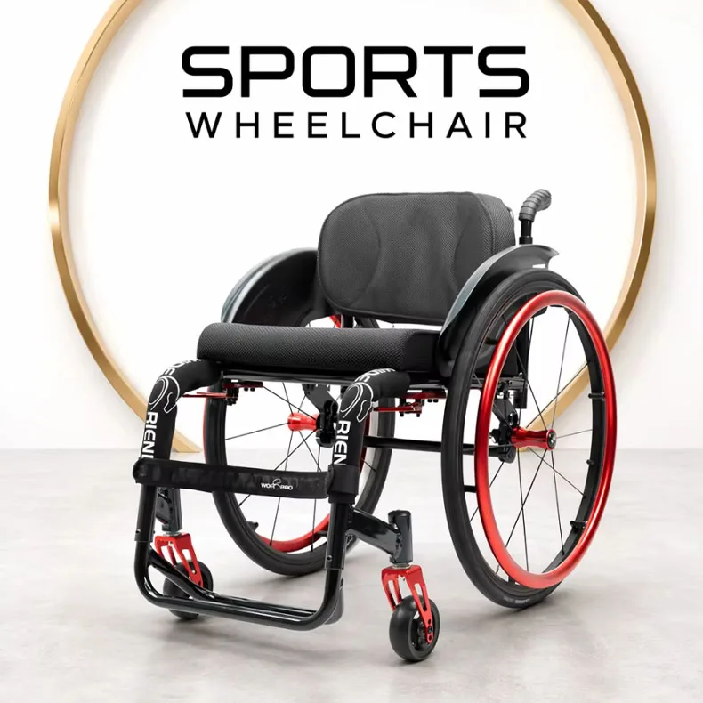 Quick-Release Rigid Frame D-Wheel Sports Wheelchair with Large Water Drop Wheels Optional Hard Backrest Walker & Rollator