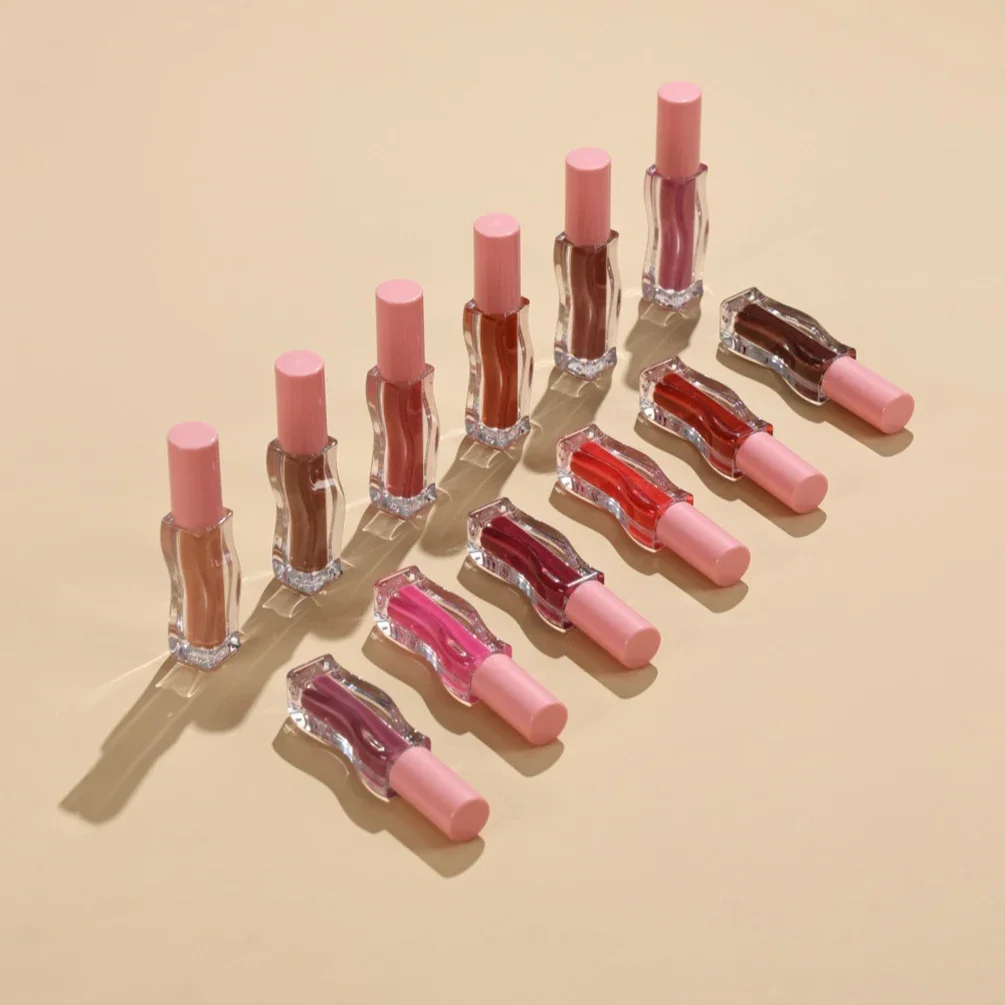 Private Label Wave Tube Lipgloss Custom Logo Matte Moisturizing Waterproof Non Stick Liquid Lipstick Pink Lid Makeup Wholesale