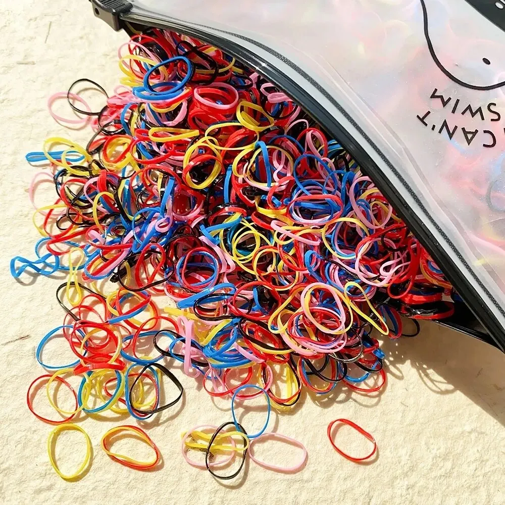 1000Pcs Colorful Small Disposable Hair Bands Scrunchie Girls Elastic Rubber Band Ponytail Holder Hair Accessories Hair Ties