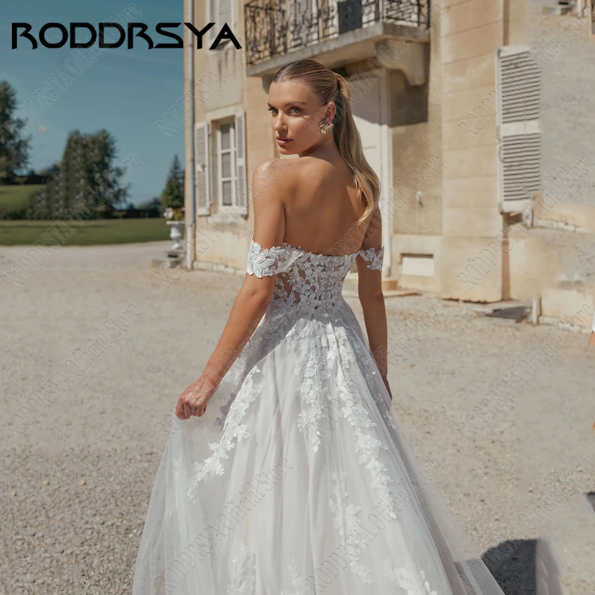 RODDRSYA Sweetheart Wedding Dress Applique Lace A-Line Zipper Back 2025 Vestidos Elegant Off Shoulder Beach Bridal Dresses