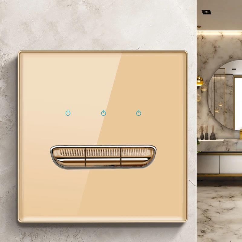 Wall Light Switch 1 2 3 4 Gang Tempered Glass Panel Blue LED Night Light White Black Gray Gold Pass Through Low Price image 3