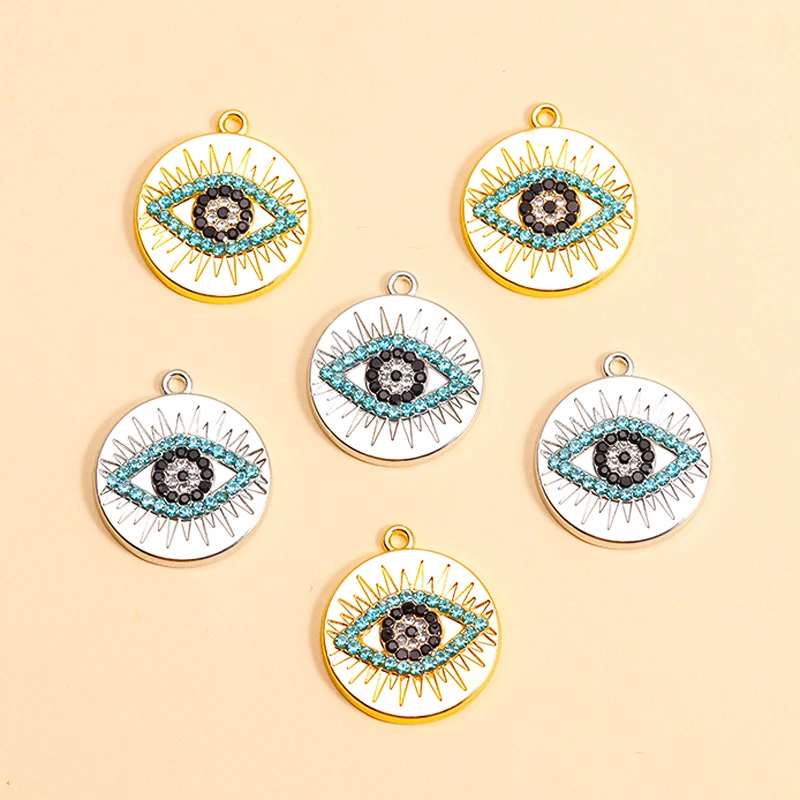 Silver Plated Alloy Evil Eye Charms for DIY Jewelry Making