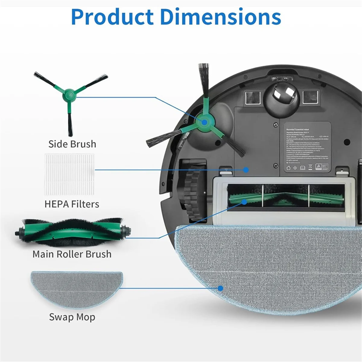 

B26B Replacement Accessories Parts for IRobot Roomba Combo Y0140, Y0110 Robot Vacuum Kit Main Side Brush Hepa Filter