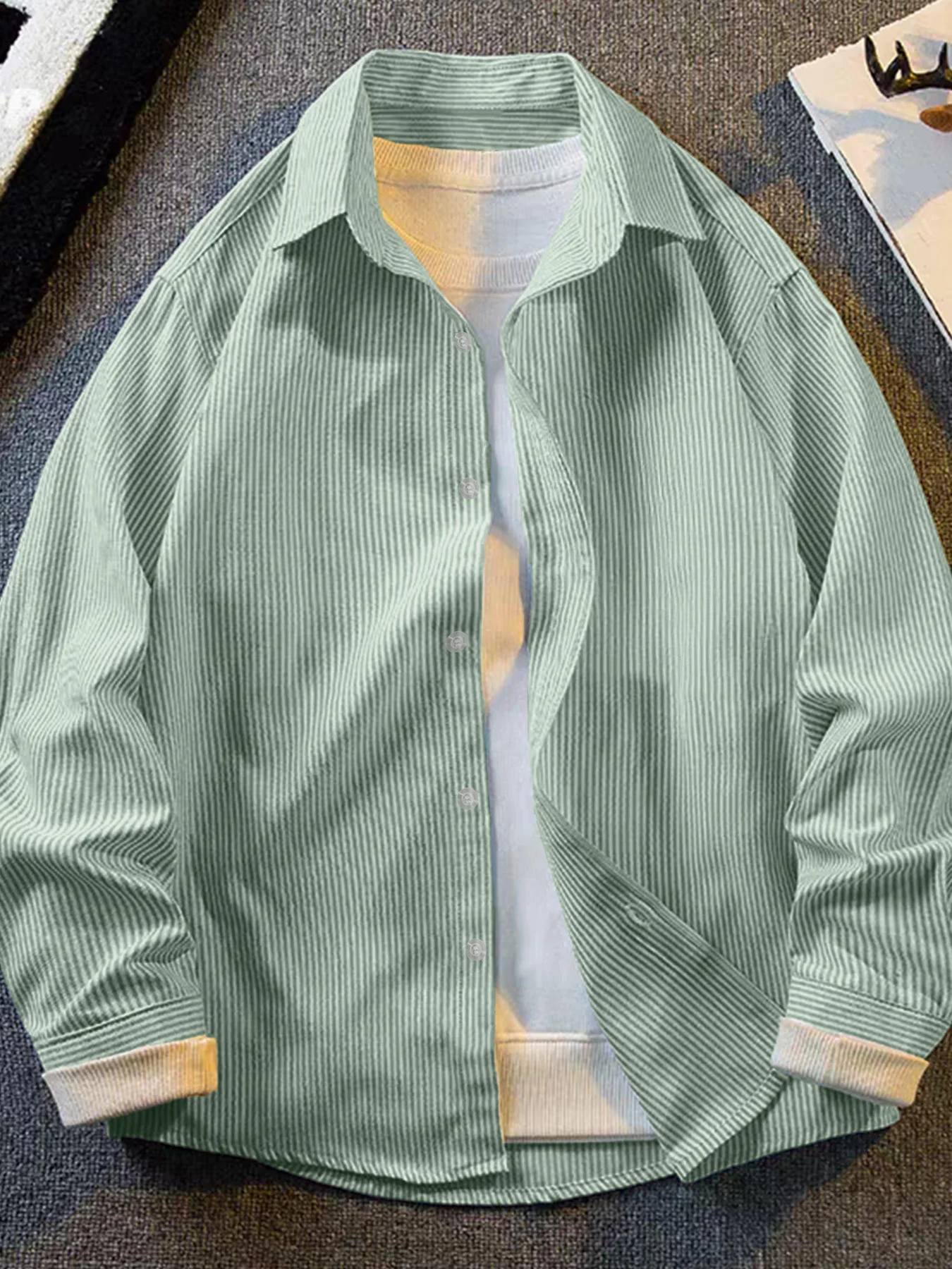 

Новая весенне-осенняя полосатая рубашка с длинным рукавом, модная и стильная мужская универсальная рубашка с длинным рукавом