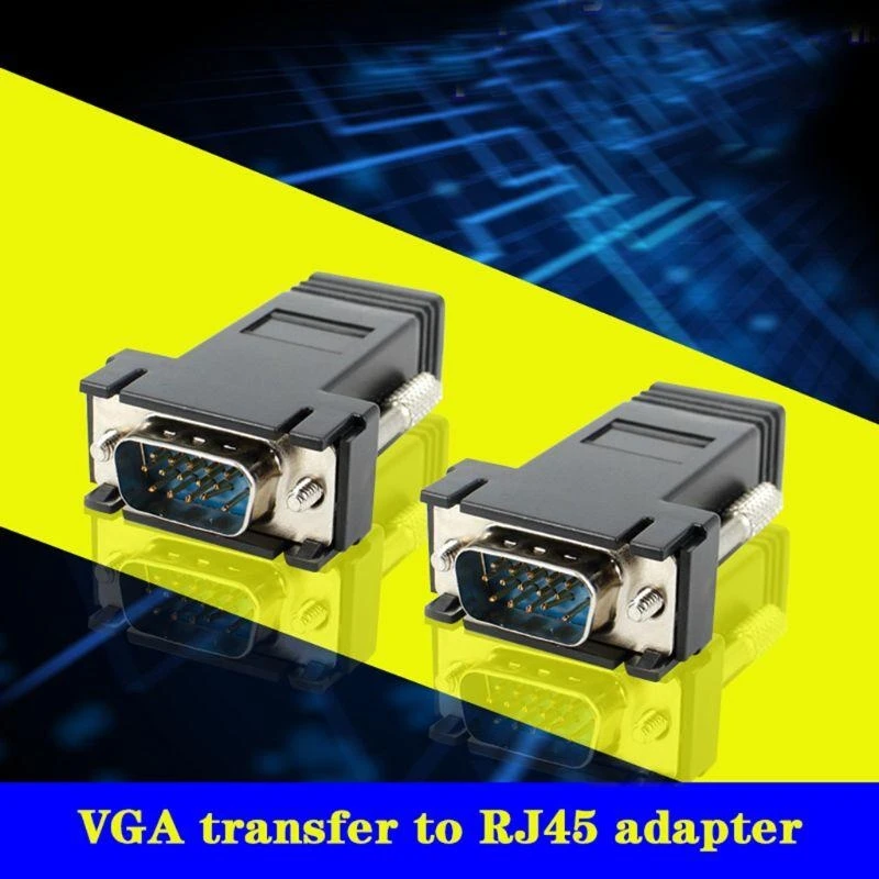 Удлинитель RJ45 к VGA «папа» к LAN CAT5 CAT6 RJ45 Сетевой кабель Ethernet Женский адаптер Компьютерный дополнительный переключатель Конвертер